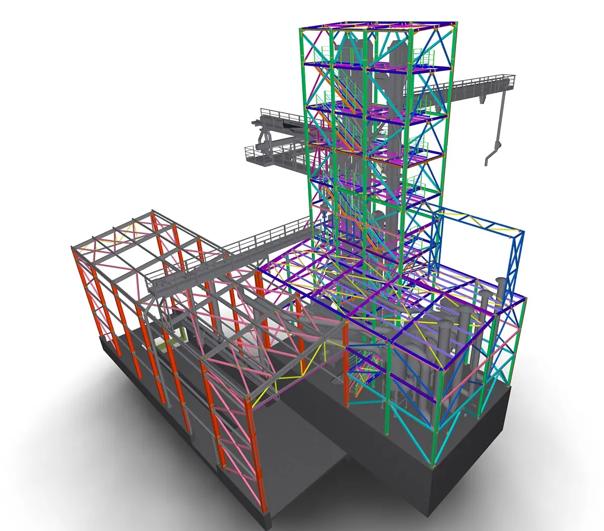 3D model — Elevatorski toranj s tehnološkim platformama